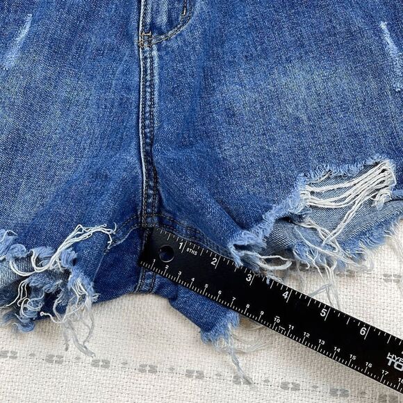 Gianni Bini Shorts Women's 28 Distressed Cutoff Frayed Hem Denim Blue Boyfriend - Picture 5 of 9